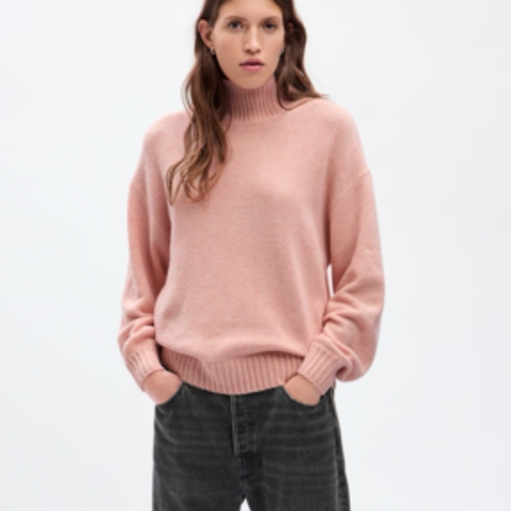 GAP Women’s Cashsoft Mockneck Sweater Knitwear Large Soft Pink